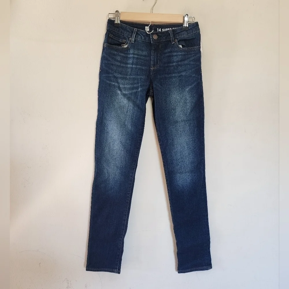 Gap Girls Dark Indigo Adjustable Waistband Skinny Jeans size 14